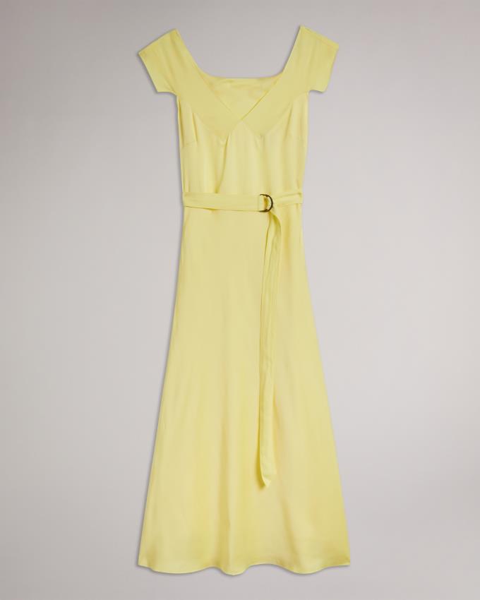 Peignoir Ted Baker V Neck Bias Cut Midi Jaune Clair Femme | NRN-02474157